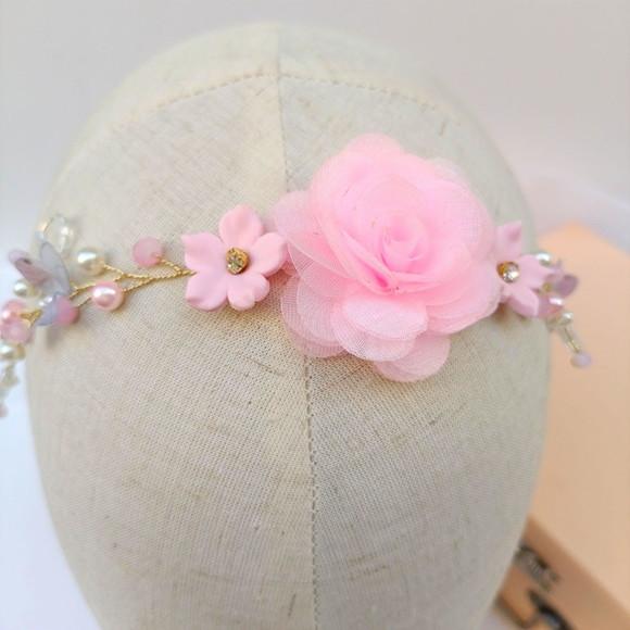 Tiara Infantil Chloe Aramada com Cristais e Flores