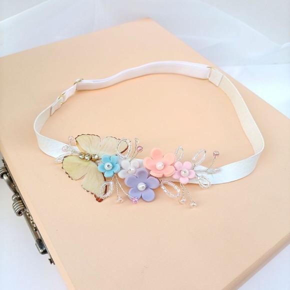 Tiara Infantil Clara com Flores de Porcelana
