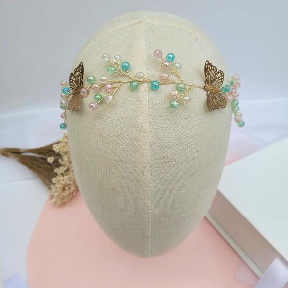 Tiara Infantil Elis Aramada com Missangas e Borboleta