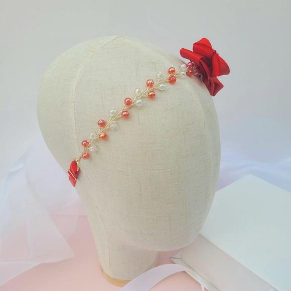 Tiara Infantil Elisa Aramada com Laço Vermelho