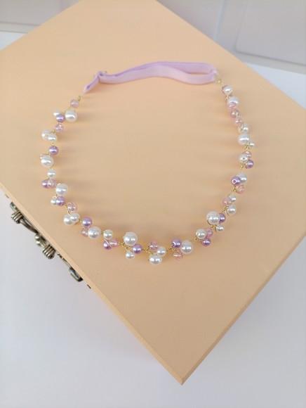 Tiara Infantil Emilly Aramada com Pérolas Lilás