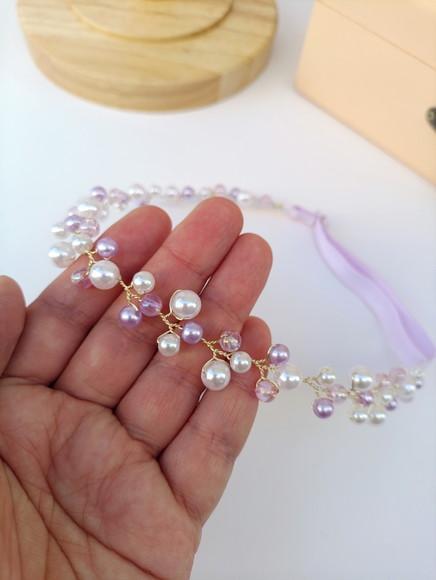 Tiara Infantil Emilly Aramada com Pérolas Lilás