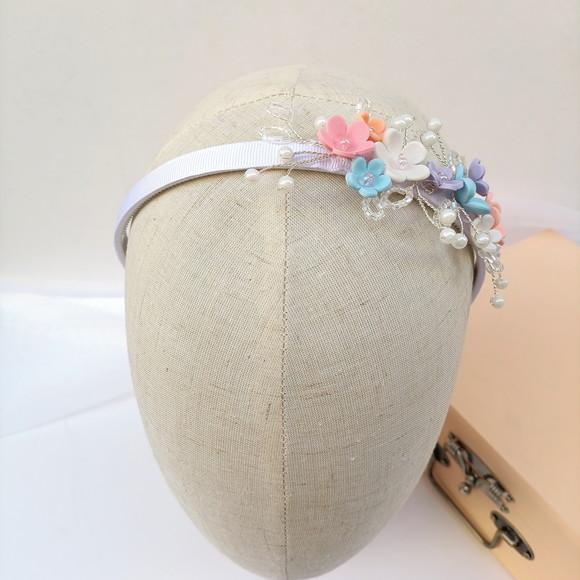 Tiara Infantil Hadassa Arco com Flores Candy Colors