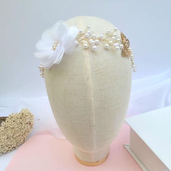Tiara Infantil Isabela com Pérolas e Flor