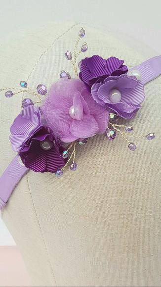 Tiara Infantil Laura com Flores Lilás e Roxo