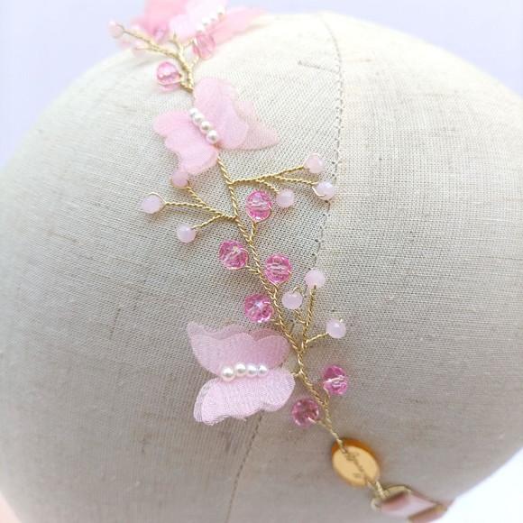 Tiara Infantil Luana Aramada com Flores e Borboletas