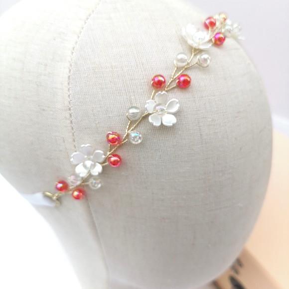 Tiara Infantil Marina Aramada com Pérolas e Flor