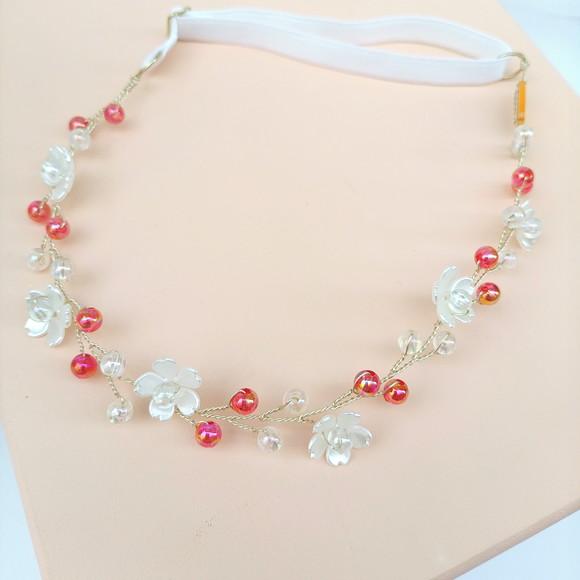 Tiara Infantil Marina Aramada com Pérolas e Flor