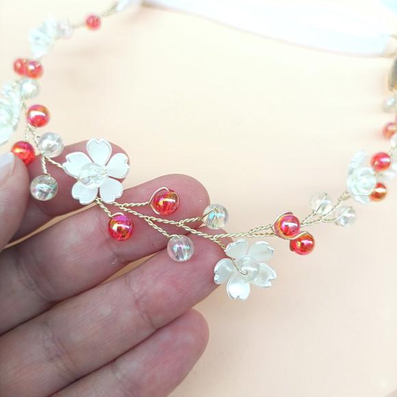 Tiara Infantil Marina Aramada com Pérolas e Flor