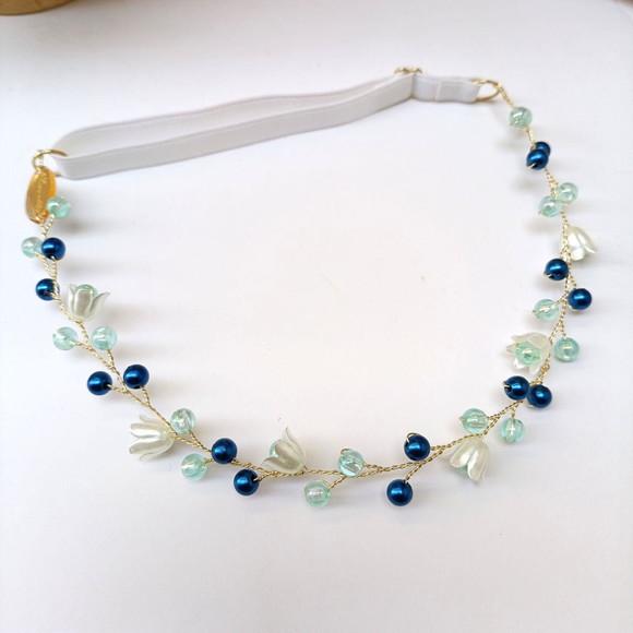Tiara Infantil Maya Aramada com Pérolas Azul Marinho