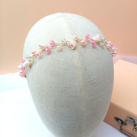 Tiara Infantil Maya Aramada com Pérolas Rosa