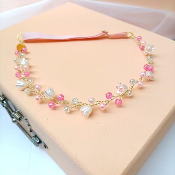 Tiara Infantil Maya Aramada com Pérolas Rosa