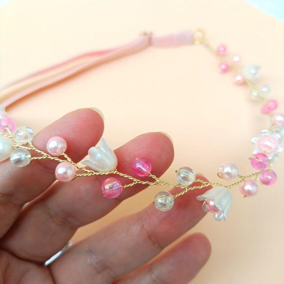 Tiara Infantil Maya Aramada com Pérolas Rosa