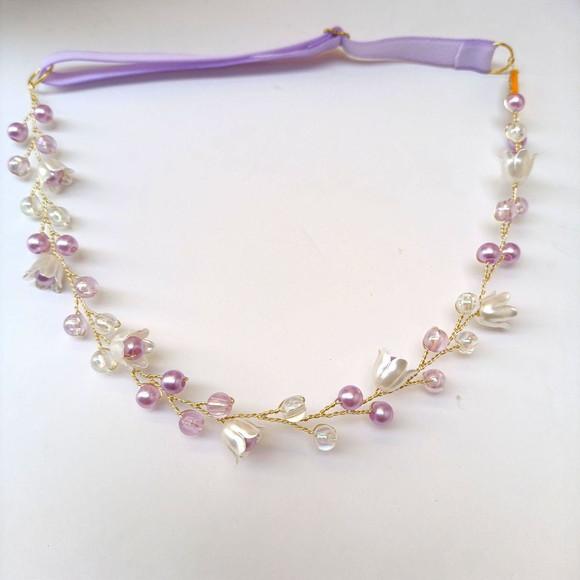Tiara Infantil Maya Aramada com Pérolas Lilás