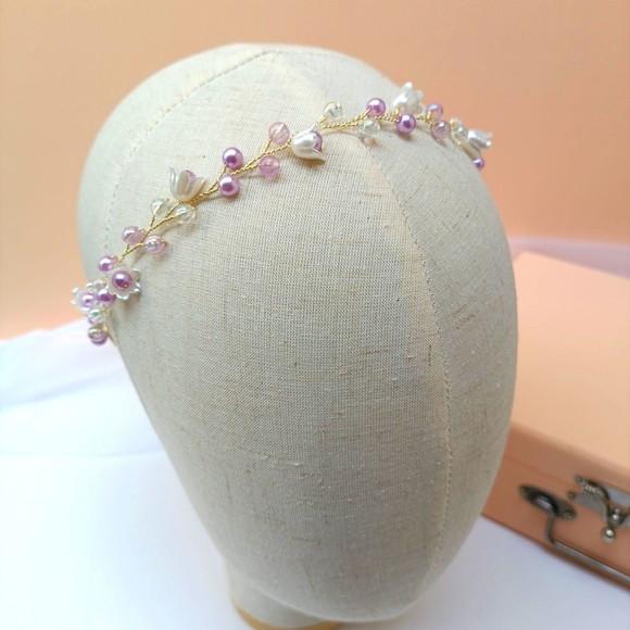 Tiara Infantil Maya Aramada com Pérolas Lilás