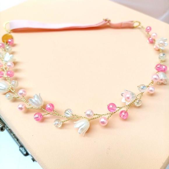 Tiara Infantil Maya Aramada com Pérolas Rosa