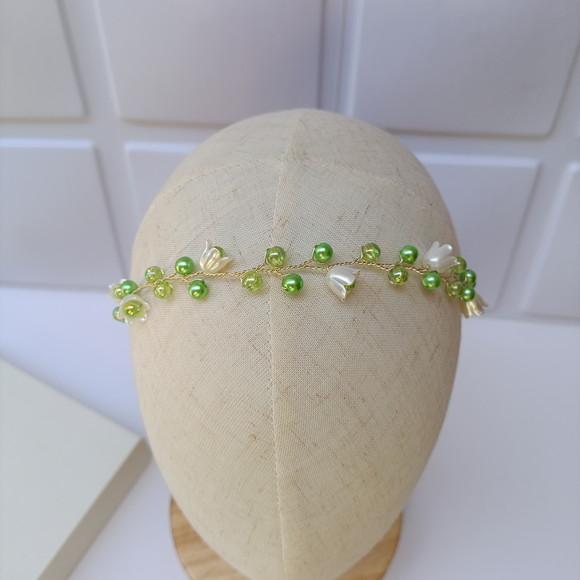 Tiara Infantil Maya Aramada com Pérolas Verde