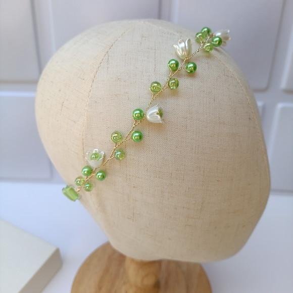Tiara Infantil Maya Aramada com Pérolas Verde