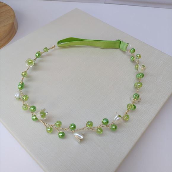 Tiara Infantil Maya Aramada com Pérolas Verde