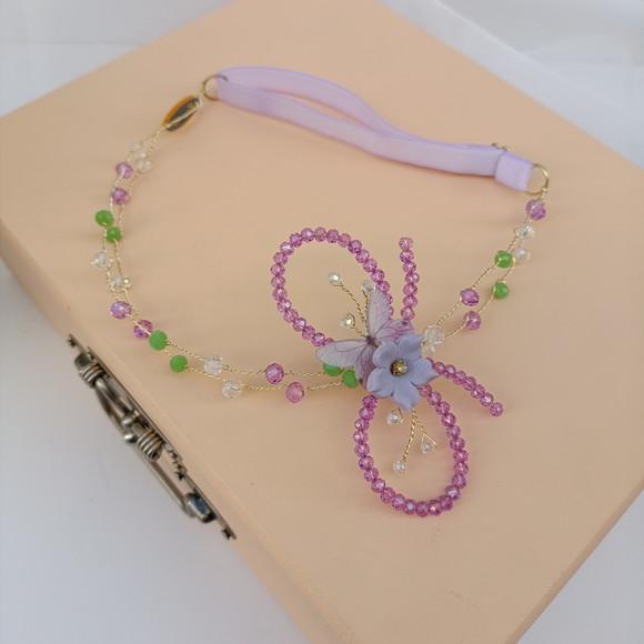 Tiara Infantil Melina com Cristais Verde e Lilás