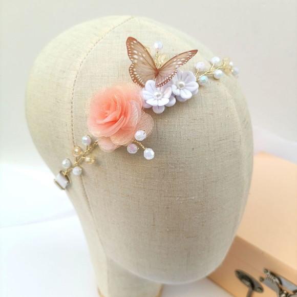 Tiara Infantil Nicole Aramada com Flores e Borboleta