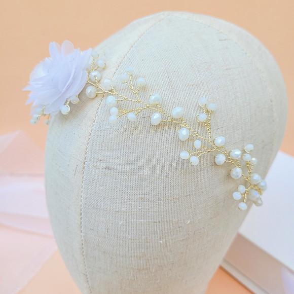 Tiara Infantil Sofia Aramada com Flores Branca