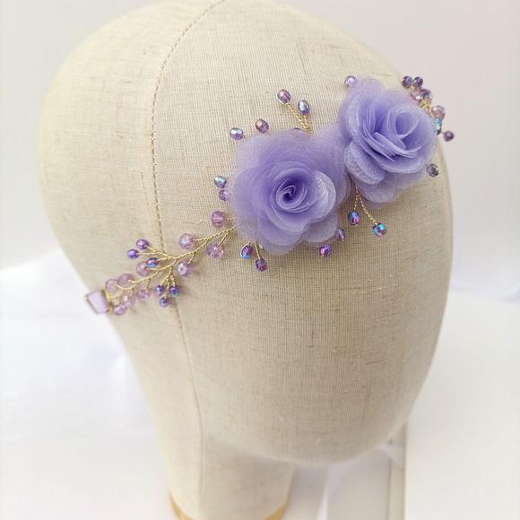 Tiara Infantil Sofia Aramada com Flores Lilás