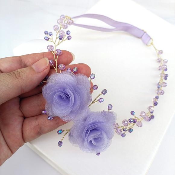 Tiara Infantil Sofia Aramada com Flores Lilás