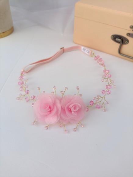 Tiara Infantil Sofia Aramada com Flores Rosa