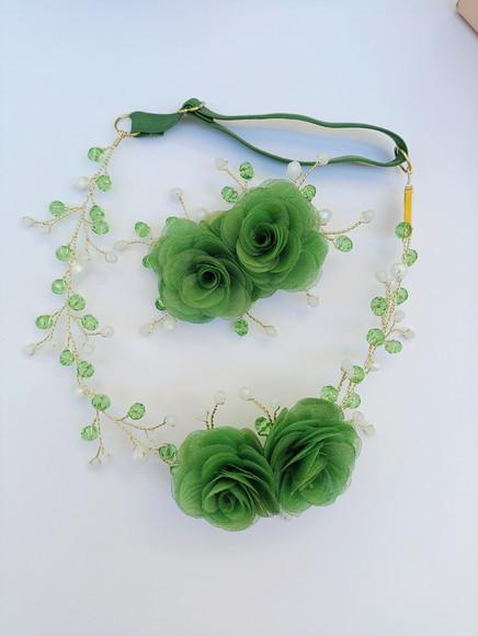 Tiara Infantil Sofia com Flores Verde