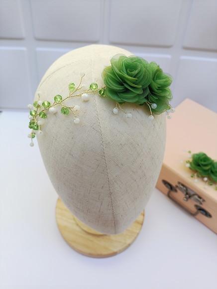 Tiara Infantil Sofia com Flores Verde