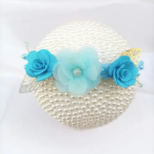 Faixa Bebê Recém Nascido Agatha com Flores Azul