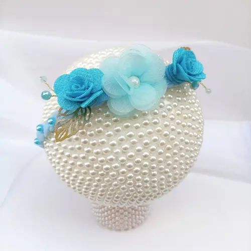 Faixa Bebê Recém Nascido Agatha com Flores Azul