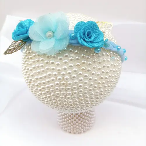Faixa Bebê Recém Nascido Agatha com Flores Azul
