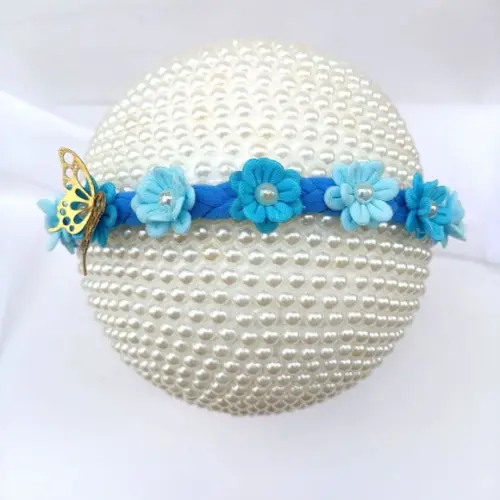 Faixa Bebê Recém Nascido Yasmin com Flores Azul