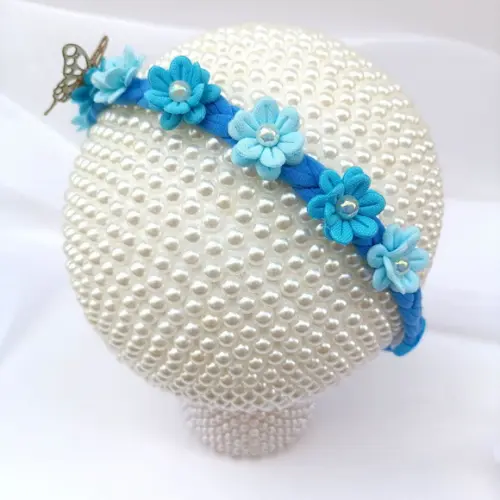 Faixa Bebê Recém Nascido Yasmin com Flores Azul