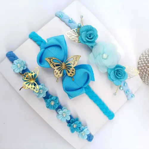 Kit 3 Faixa Recém Nascido Azul