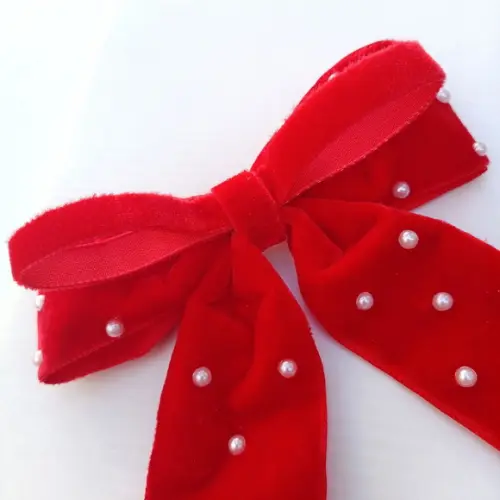 Laço Catarina Adulto e Infantil Veludo Vermelho
