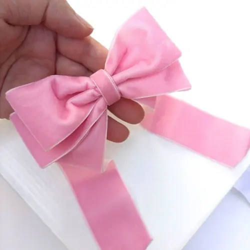 Laço Giovana Adulto e Infantil Estilo Coquete de Veludo Rosa