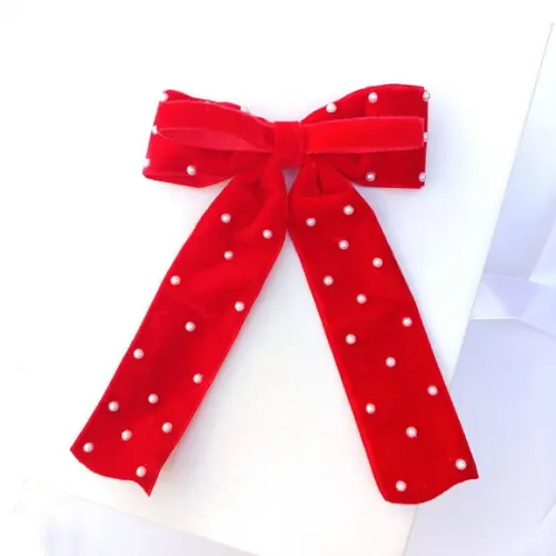Laço Catarina Adulto e Infantil Veludo Vermelho