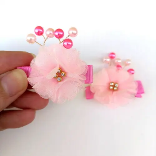 Parzinho de Presilhas Bico de Pato com Flores