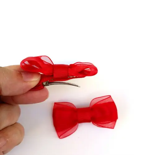 Parzinho Maria Alice Laço Vermelho de Organza e Cetim