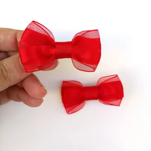 Parzinho Maria Alice Laço Vermelho de Organza e Cetim