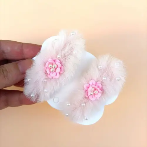 Parzinho Maria Eduarda Pompom Pelinhos Rosa