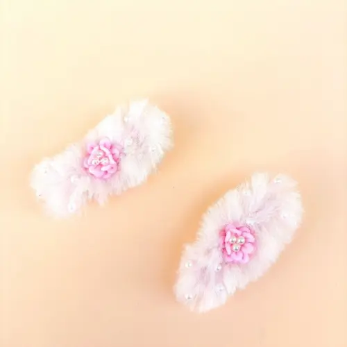 Parzinho Maria Eduarda Pompom Pelinhos Rosa