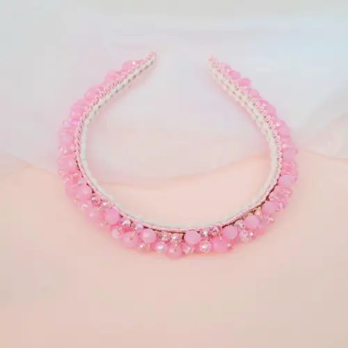 Tiara Arco de Cristal Rosa, para Adultos ou Criança