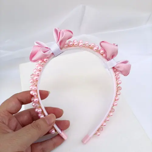 Tiara Arco Infantil Isadora Pérola e Laços