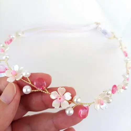 Tiara Bebê Infantil Heloísa Aramada com Florzinhas Peroladas