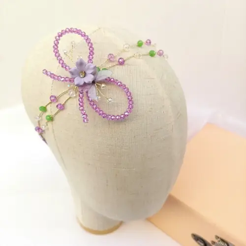 Tiara Bebê Infantil Melina com Cristais Verde e Lilás