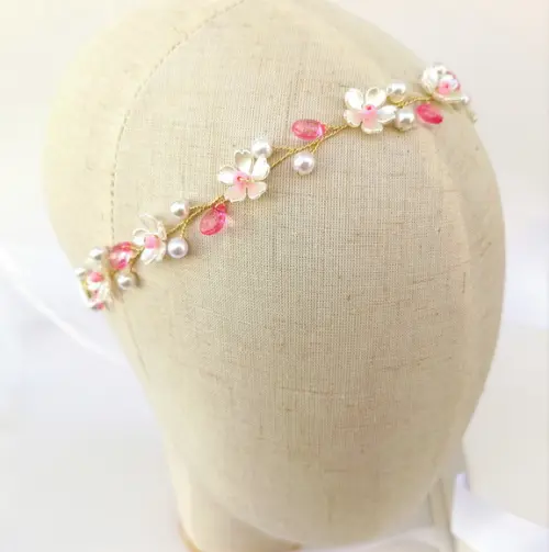 Tiara Bebê Infantil Heloísa Aramada com Florzinhas Peroladas